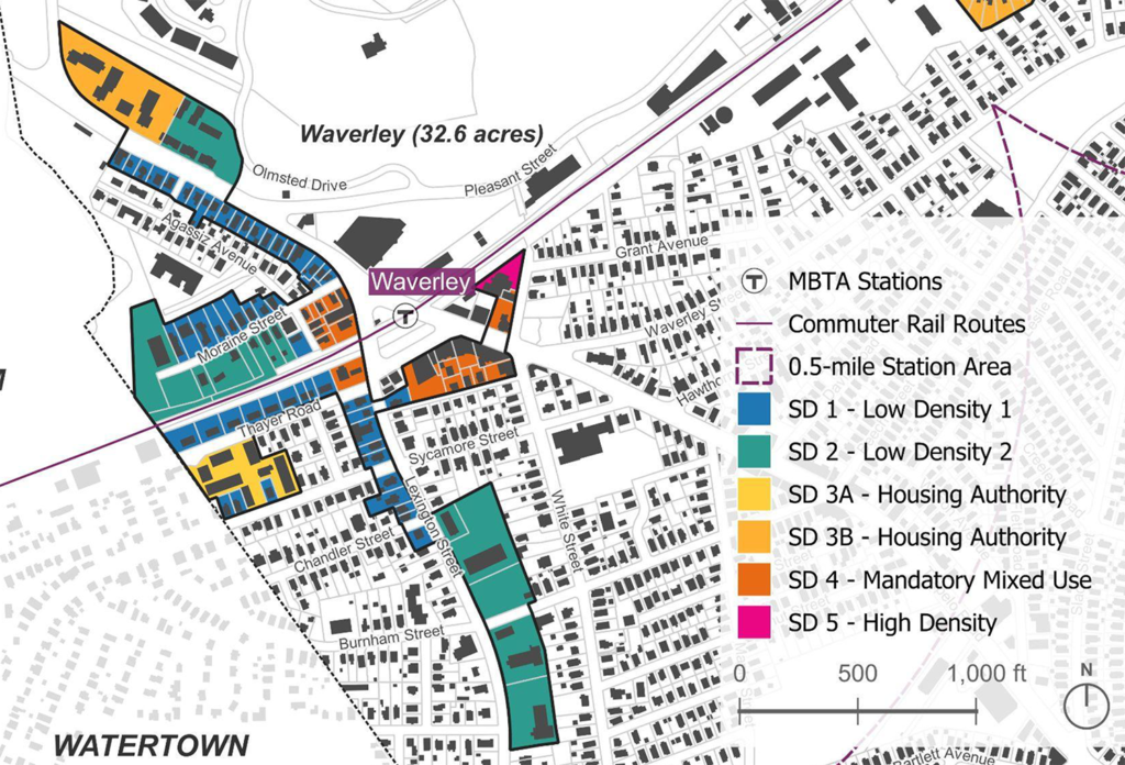 Map of proposed Waverley area zoning from July 2 Planning Board meeting